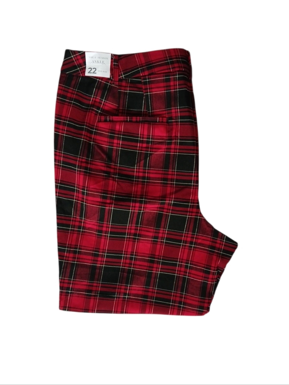 Lane Bryant The 4-Season Slim Ankle Pants 22 Black Striped Plaid Mid Rise NWT